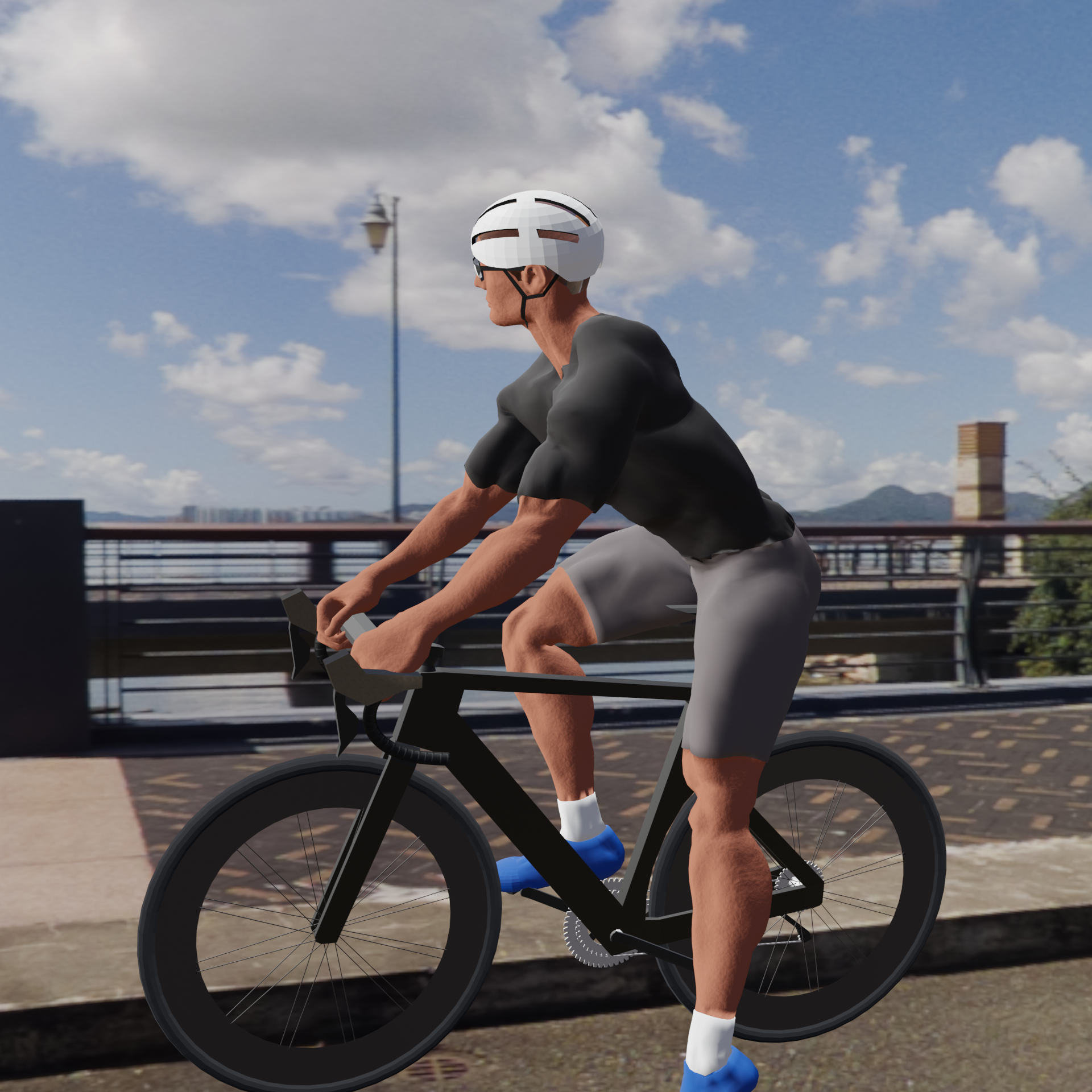 3D character of a cyclist idling in Klubz