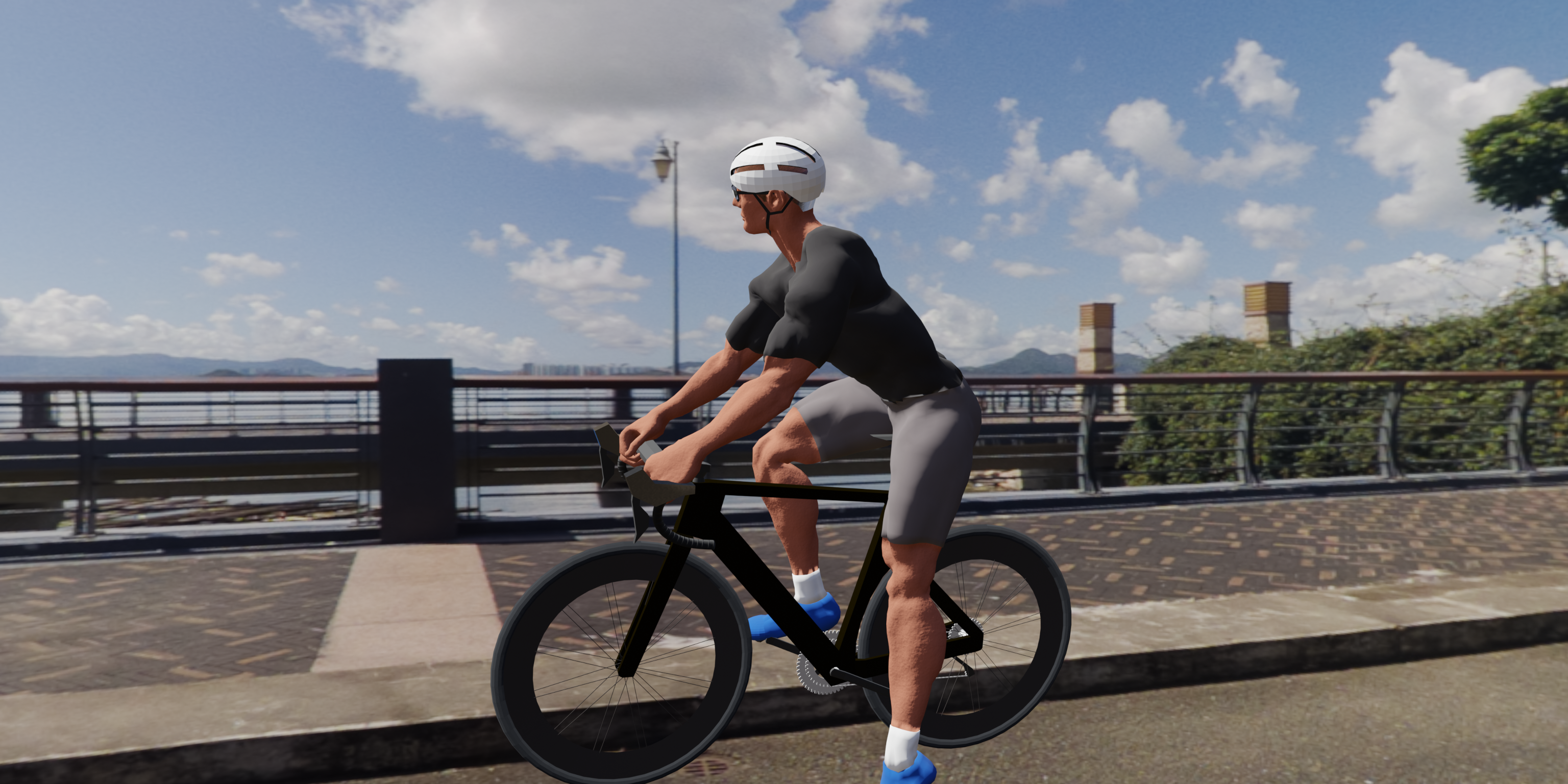 3D character of a cyclist idling in Klubz